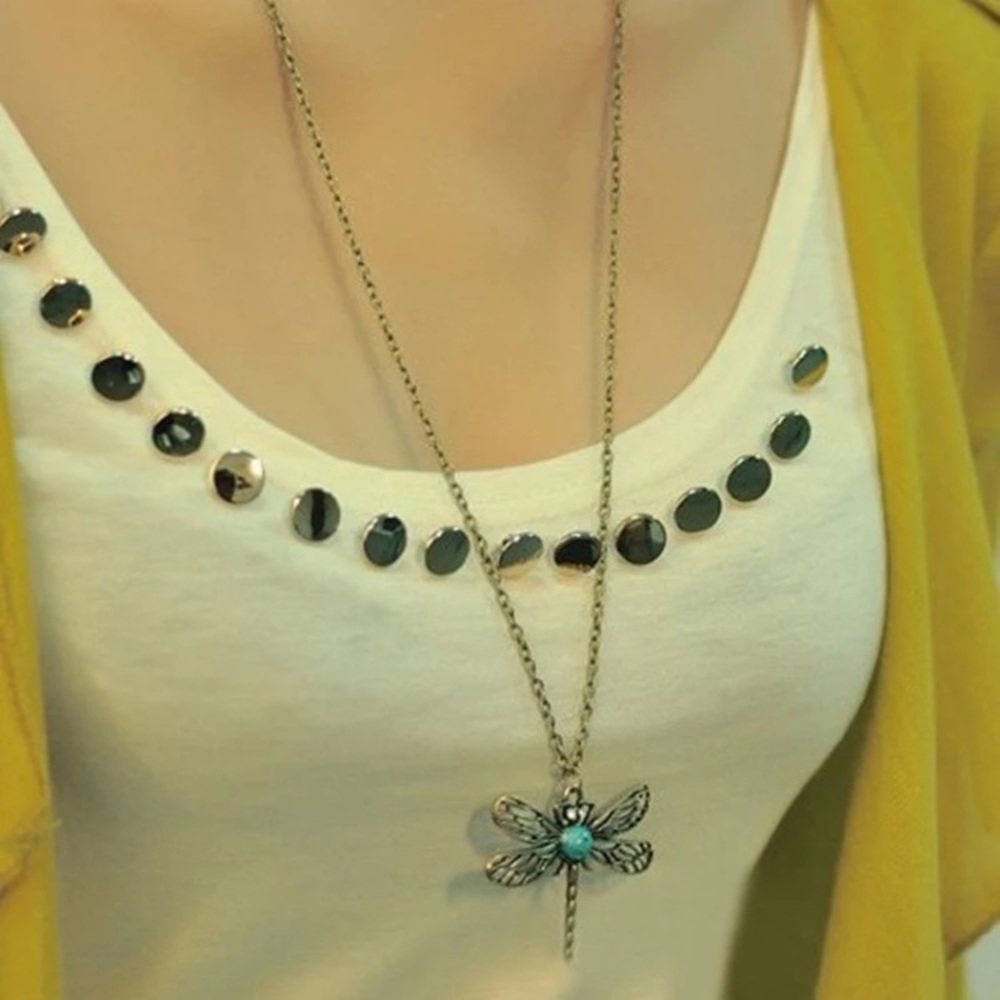 Dragonfly Art Nouveau Inspired Long Necklace - Picture 2 of 4
